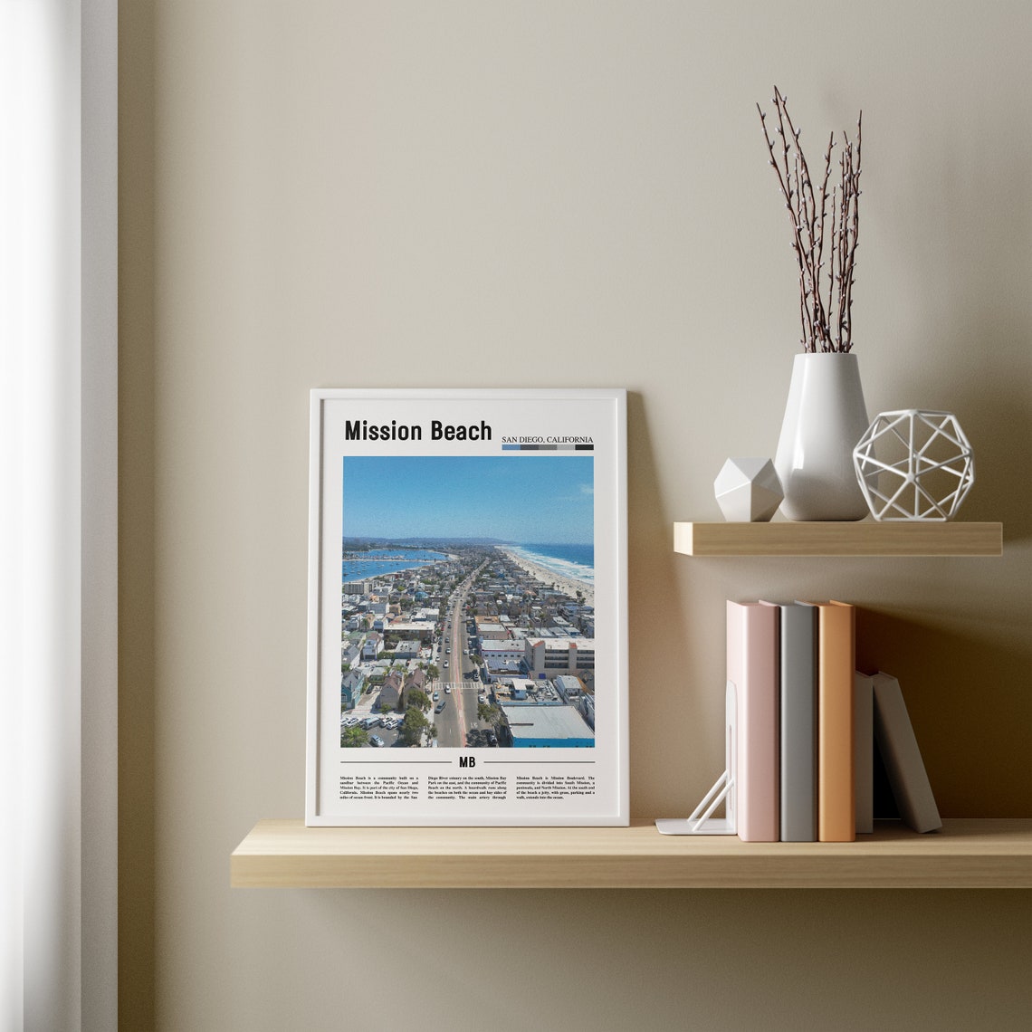 Mission Beach Print Mission Beach Poster Mission Beach Wall Art Oil Painting Poster City Artwork Travel Artwork Travel Wall Art - Image 3