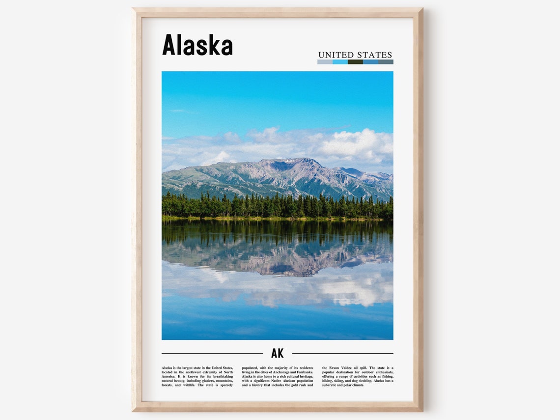 Alaska Poster Alaska Print Alaska Wall Art United States Photo United States Poster United States Print