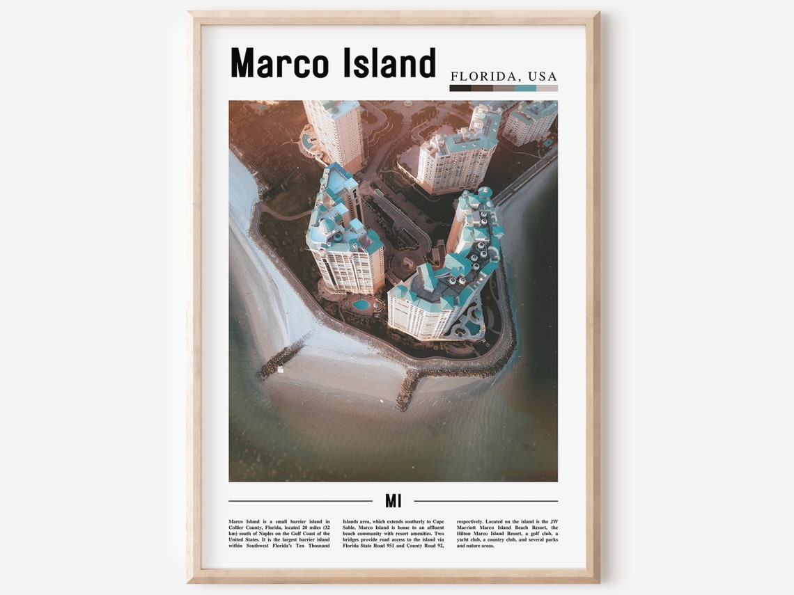 Marco Island Print Marco Island Poster Marco Island Wall Art Oil Painting Poster City Print City Artwork Travel Artwork Travel Wall Art