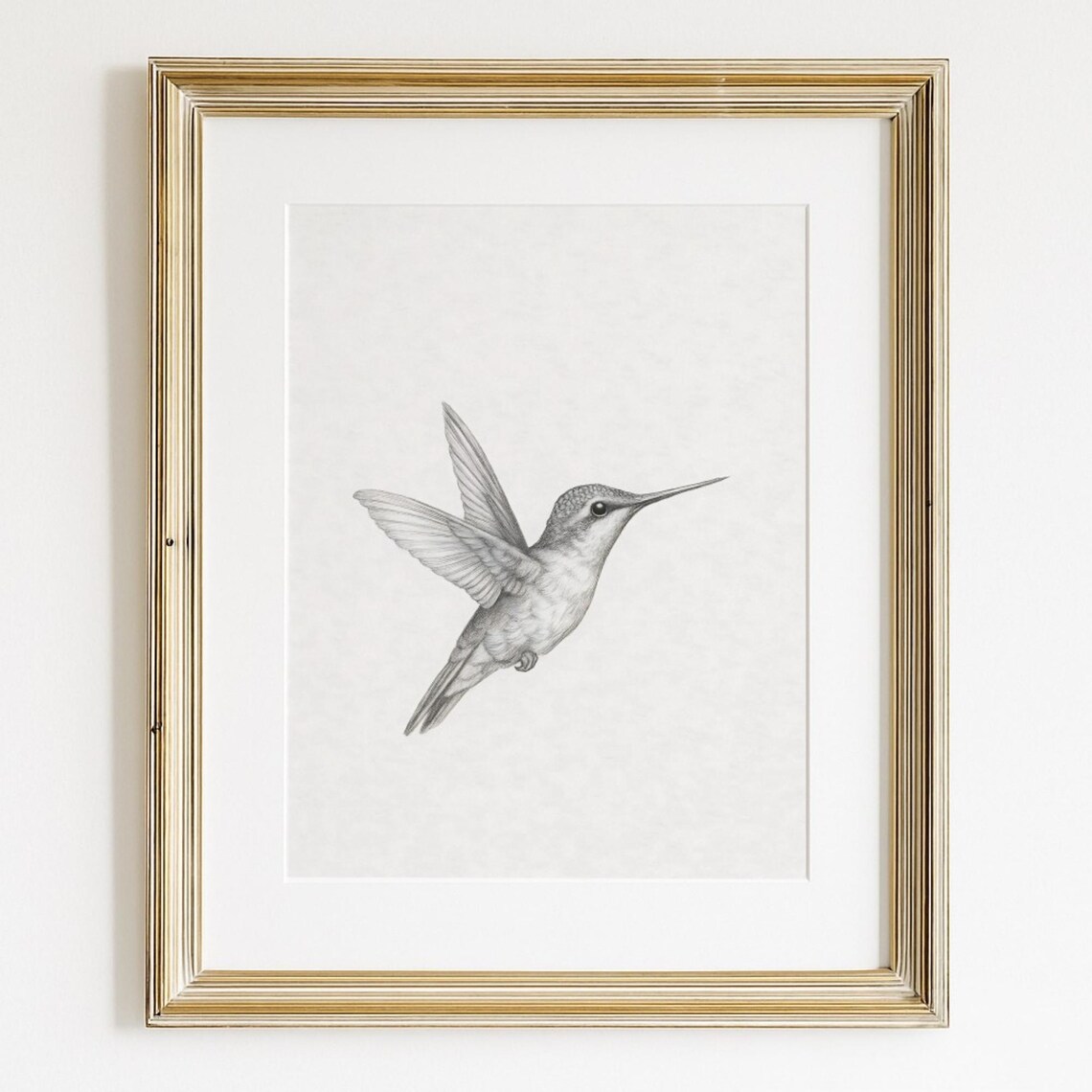 Vintage Hummingbird Pencil Sketch Minimalist Wildlife Art Poster
