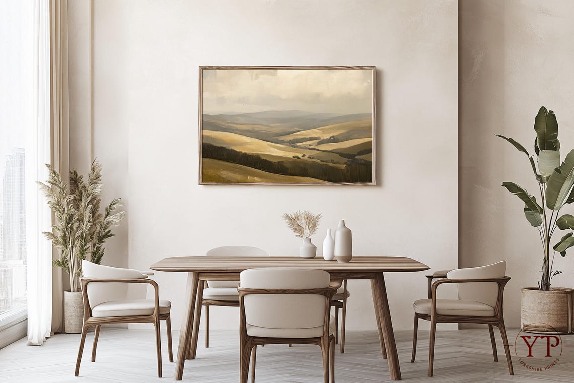 Minimalist Neutral Rolling Hills Soft Beige Abstract Landscape Poster - Image 2