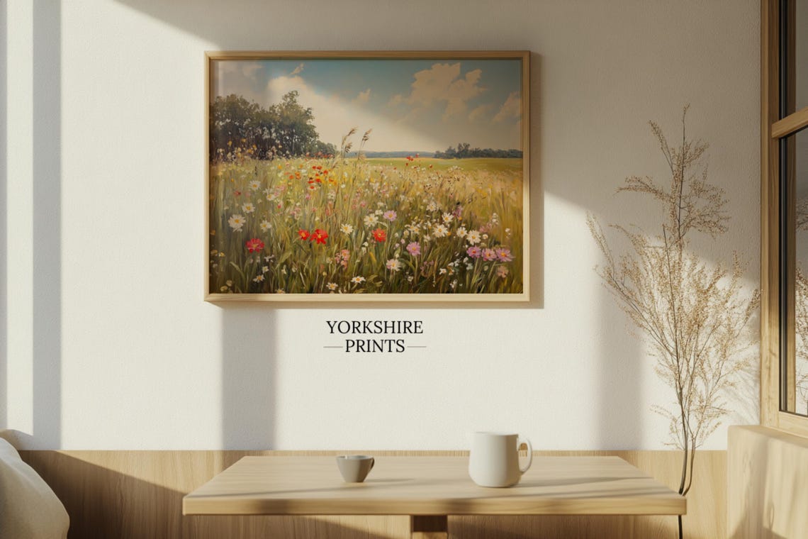 Summer Wildflower Meadow Daisies Poppies Bright Pastoral Poster - Image 3