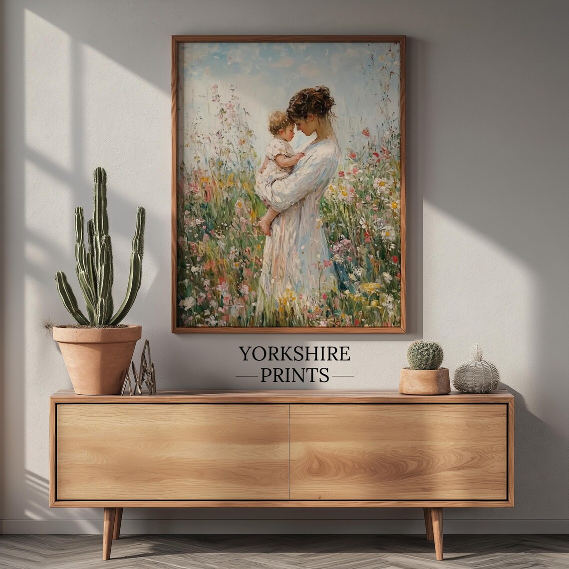 Mother And Child In Wildflower Field Art Print - Image 2