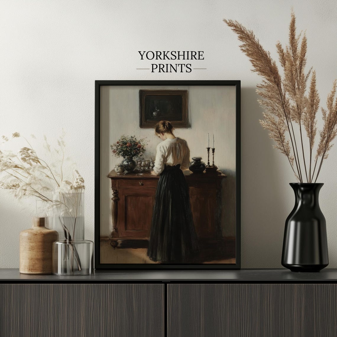 Vintage Woman Portrait Wall Art Moody Portrait Painting Woman Reading Art Print Moody Wall Art Light Academia Print Wall Art Print - Image 2