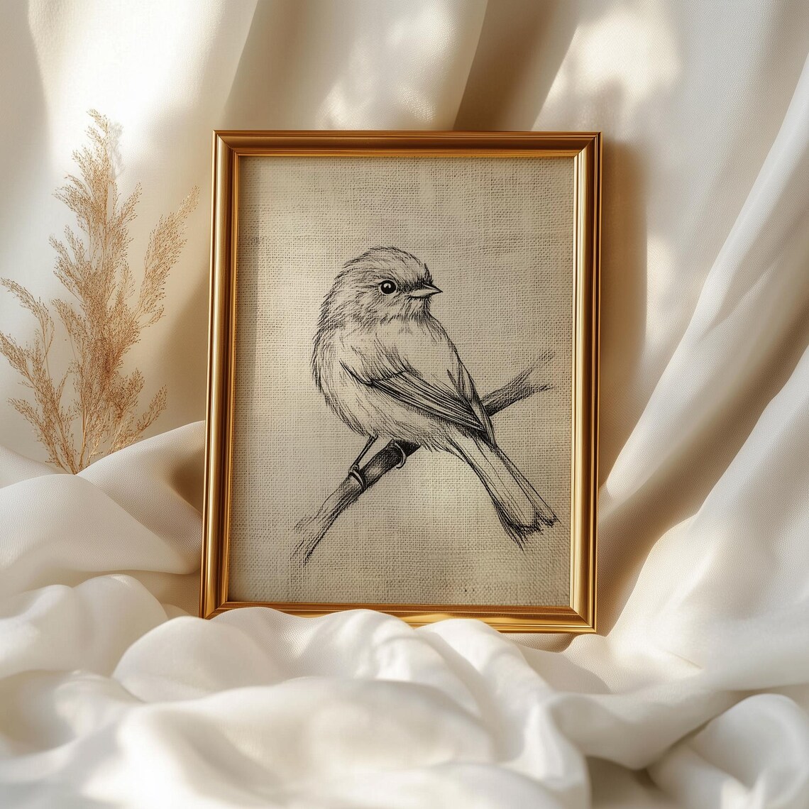 Sparrow Pencil Drawing Rustic Bird Sketch Art Print - Image 2