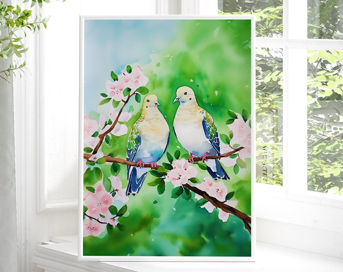 Dove Bird Illustration Watercolor Art Print - Image 2