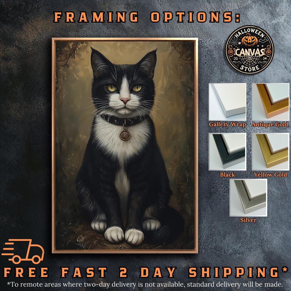 Tuxedo Cat Portrait With Green Eyes Vintage Style Painting Poster - Image 5