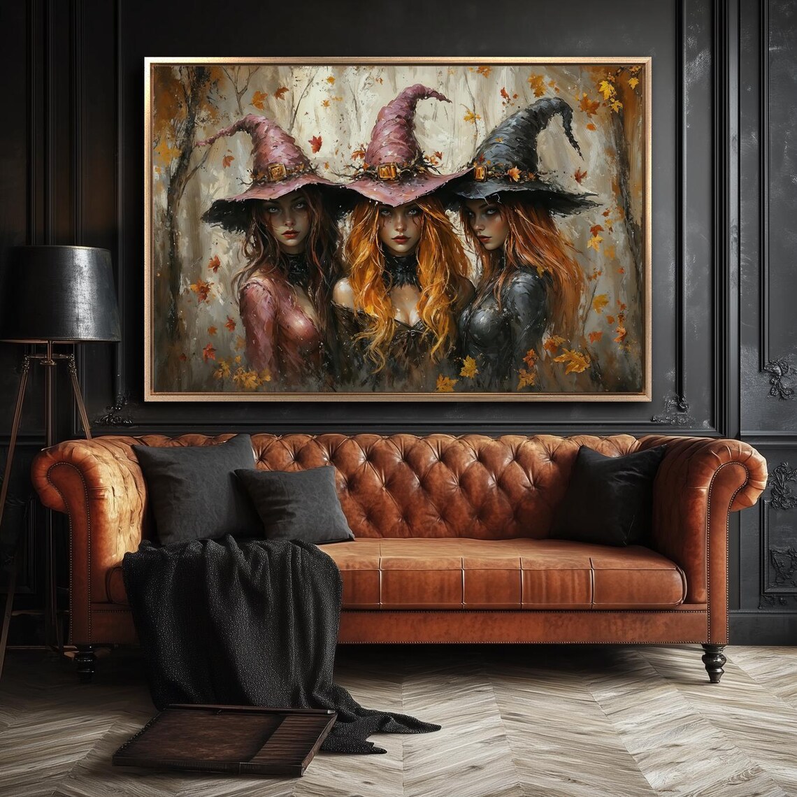 Trio Of Witches Halloween Art Print, Whimsical Autumn - Image 4