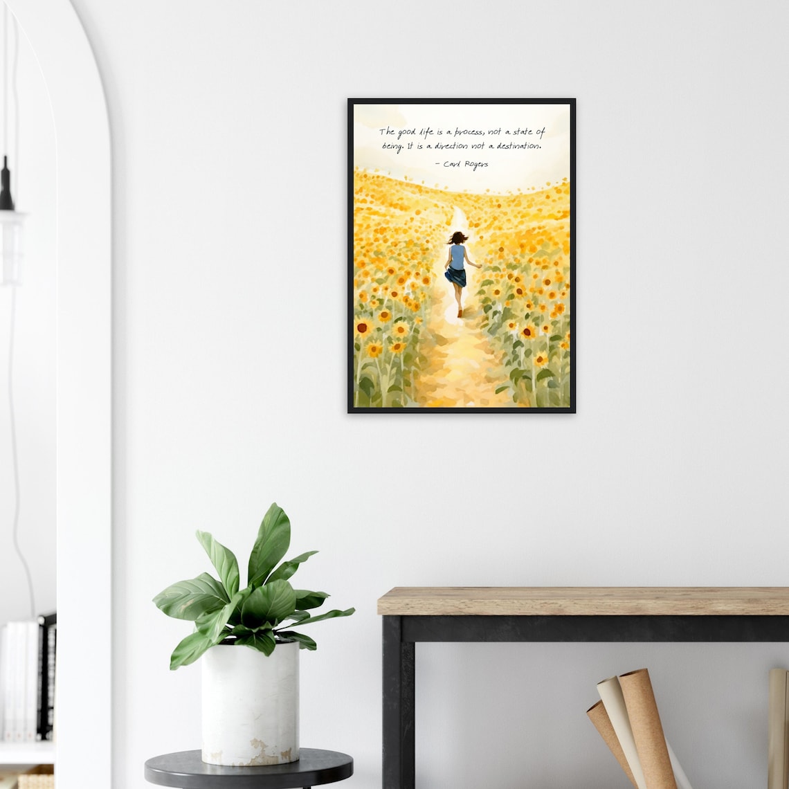Carl Rogers The Good Life Is A Process Quote Sunflower Field Poster - Image 2