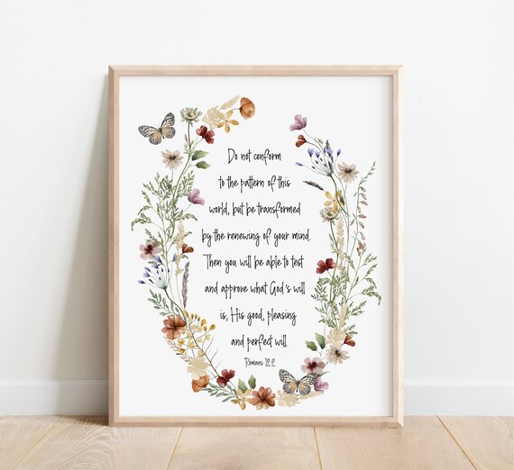 Romans 12:2 Do Not Conform Wildflower Wreath Bible Verse Print