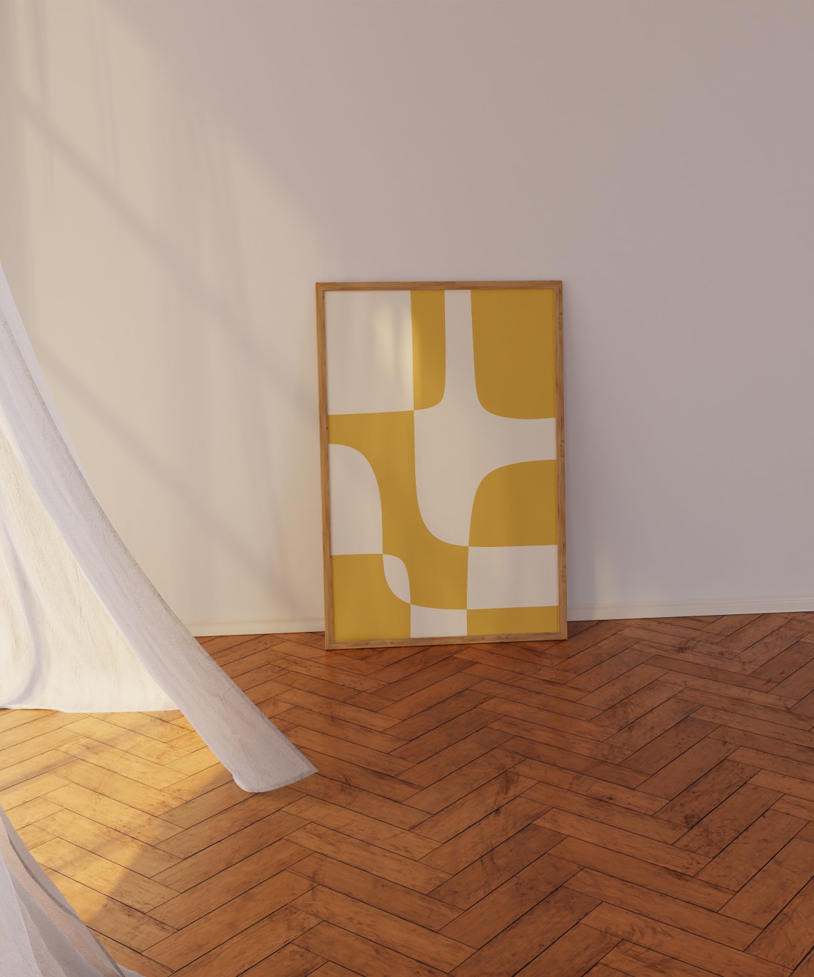 Mustard Yellow Geometric Puzzle Blocks Abstract Modern Poster - Image 3