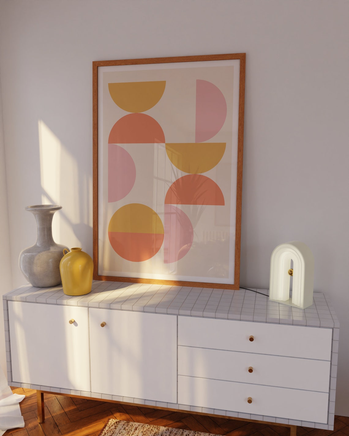 Terracotta Pink Half Circle Warm Modern Minimalist Art Poster - Image 4