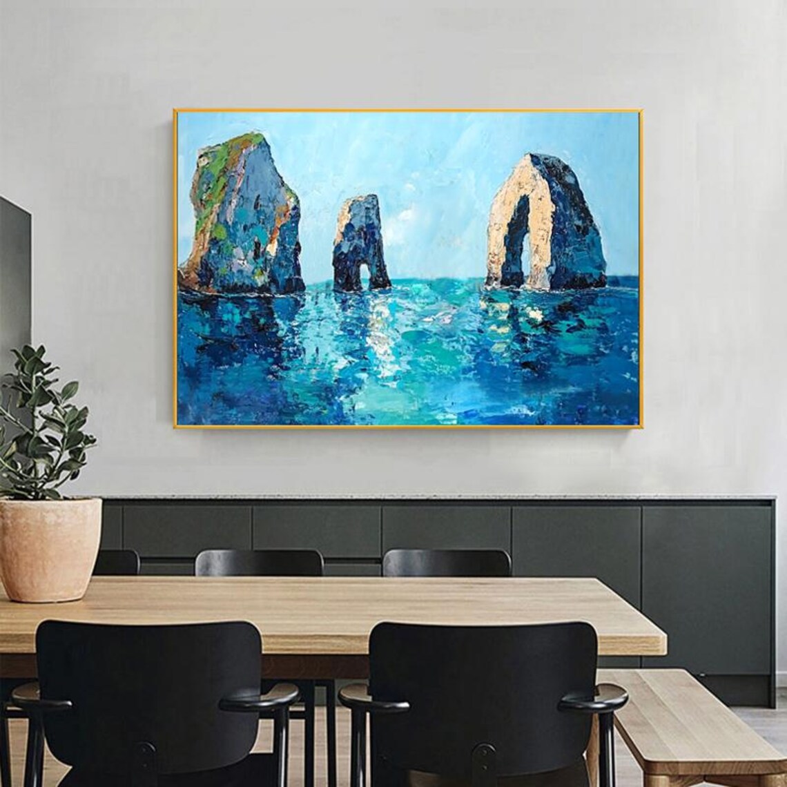 Blue Coast Seascape, Oil Painting Wall Art Print - Image 4
