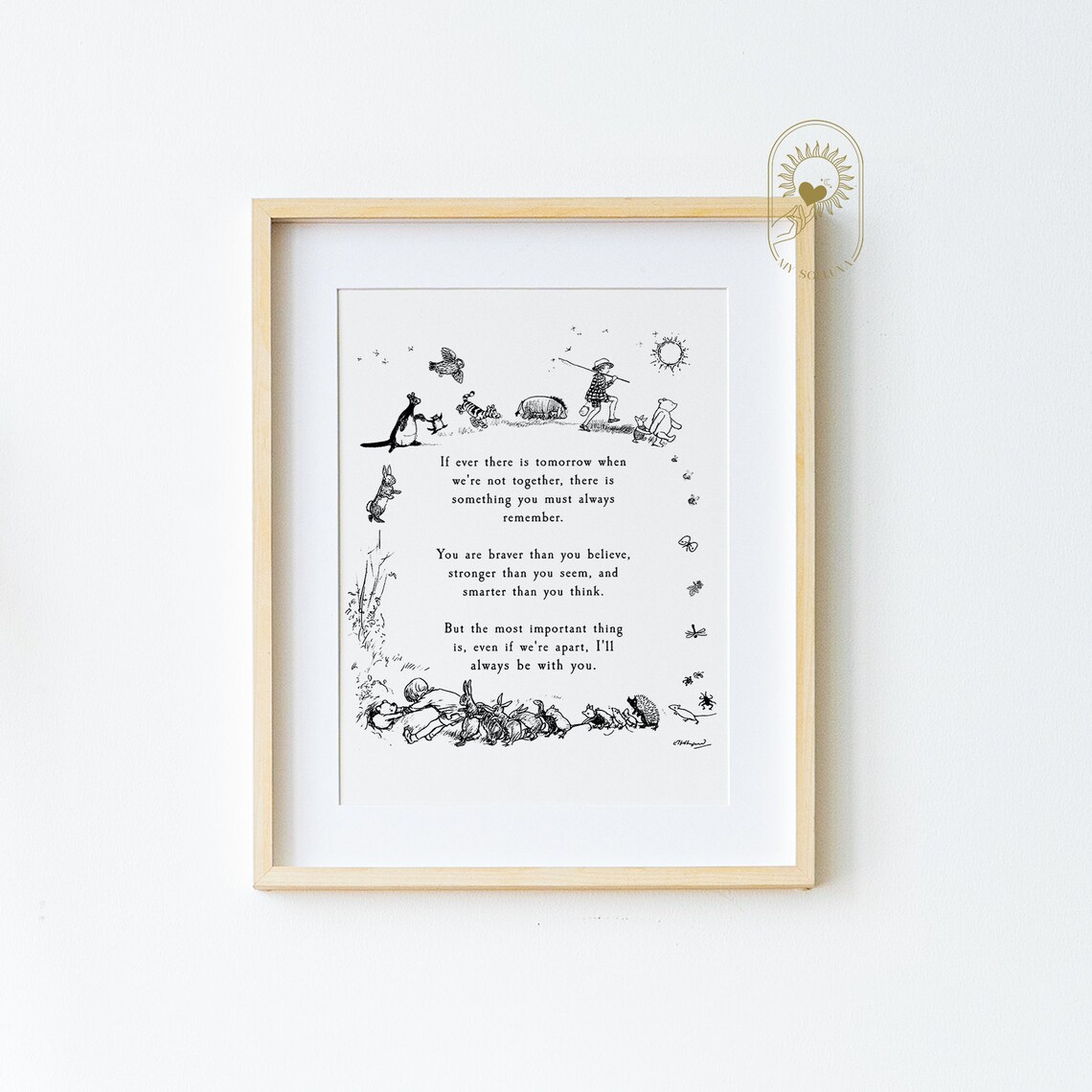 Winnie the Pooh Quote for Nursery Decor, Vintage Art Print