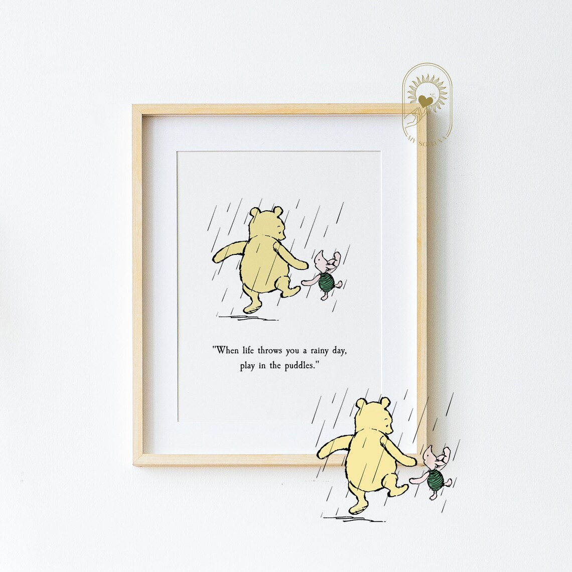 Winnie the Pooh Rainy Day Quote, Vintage Nursery Art Print