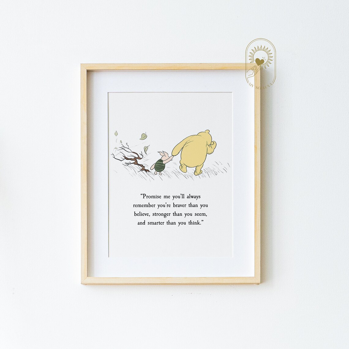Winnie the Pooh Christening Nursery Art, Vintage Quote Print