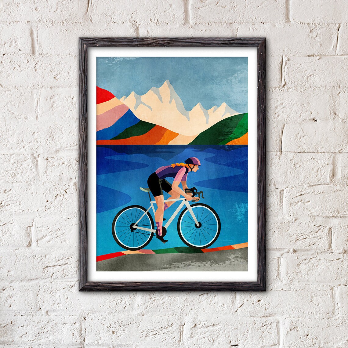 Woman Cyclist Cycling Art Print, Gift For Cyclists - Image 3