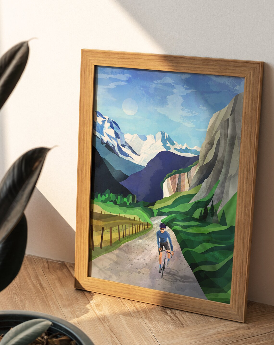 Cycling In Alpine Valley Travel Poster, Forest Scene - Image 4