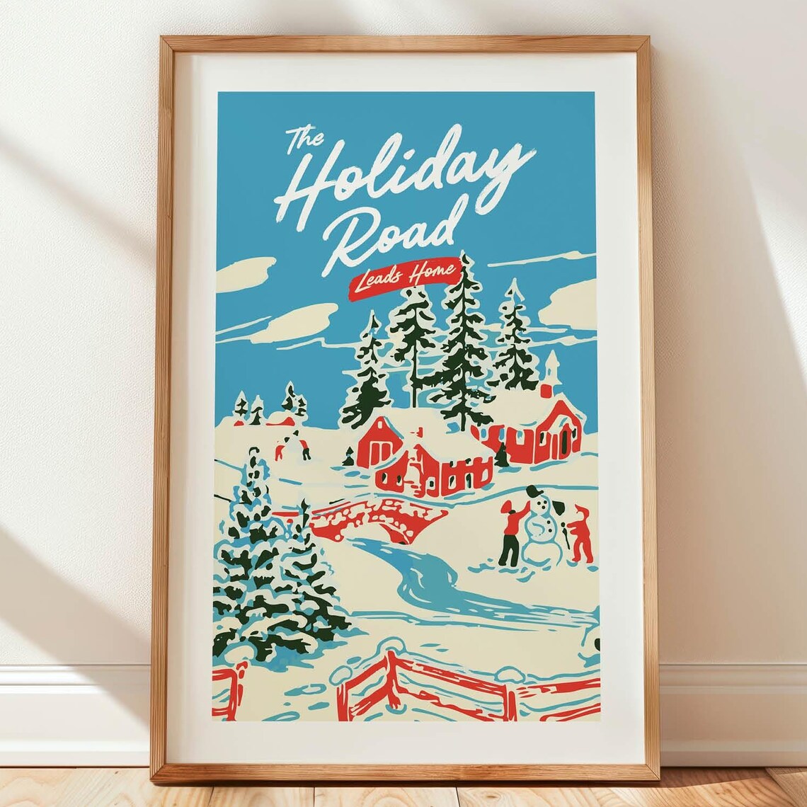 Retro Holiday Christmas Kitchen Art Print, Winter Decor