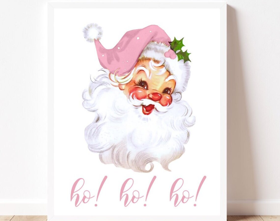 Santa Print, Vintage Retro Christmas Decor