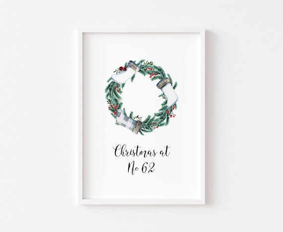 Christmas Prints Personalised Art Print, Seasonal Decor