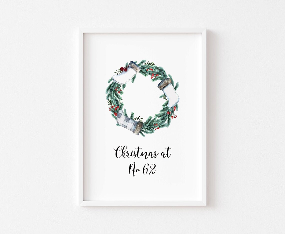 Christmas Prints Personalised Art Print, Seasonal Decor