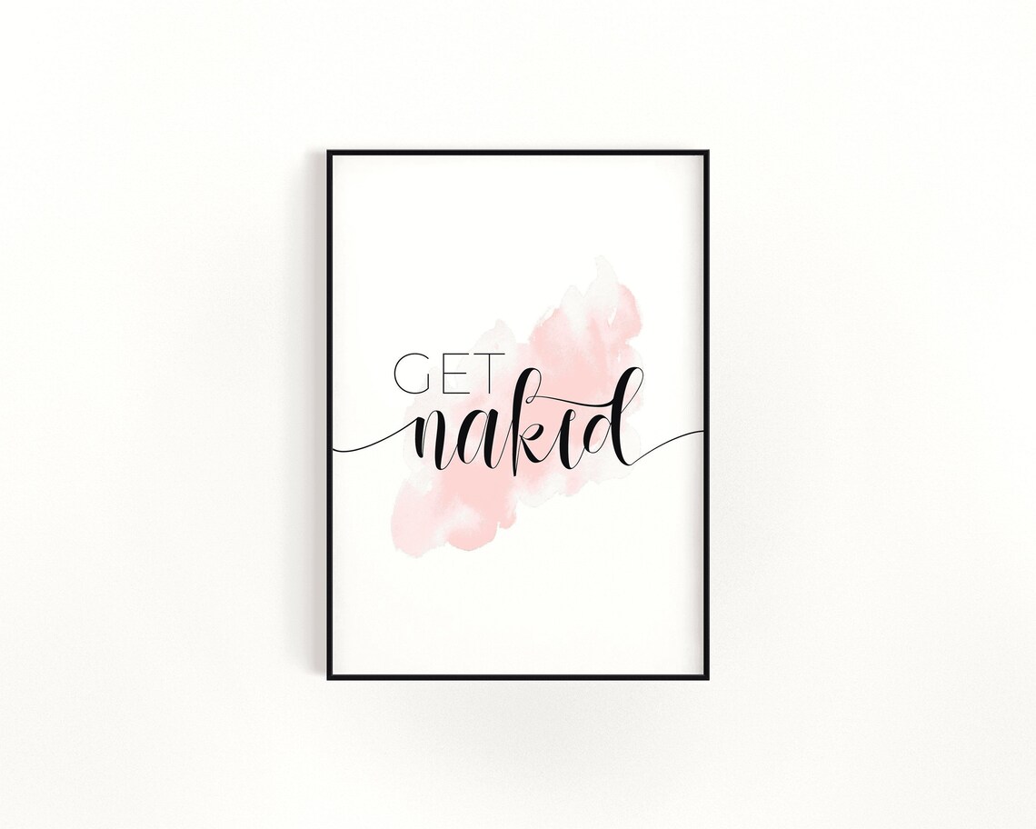 Get Naked Minimalist Bathroom Humor Art Print