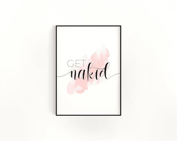 Get Naked Minimalist Bathroom Humor Art Print