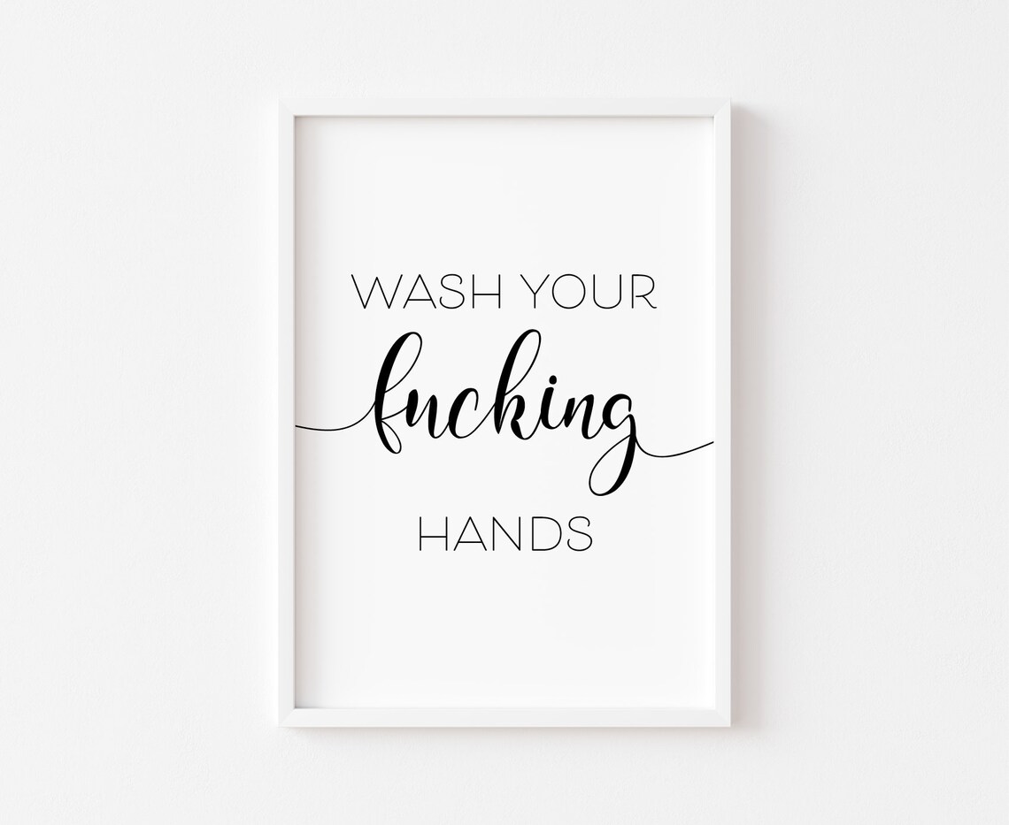 Wash Your Hands Funny Bathroom Art Print