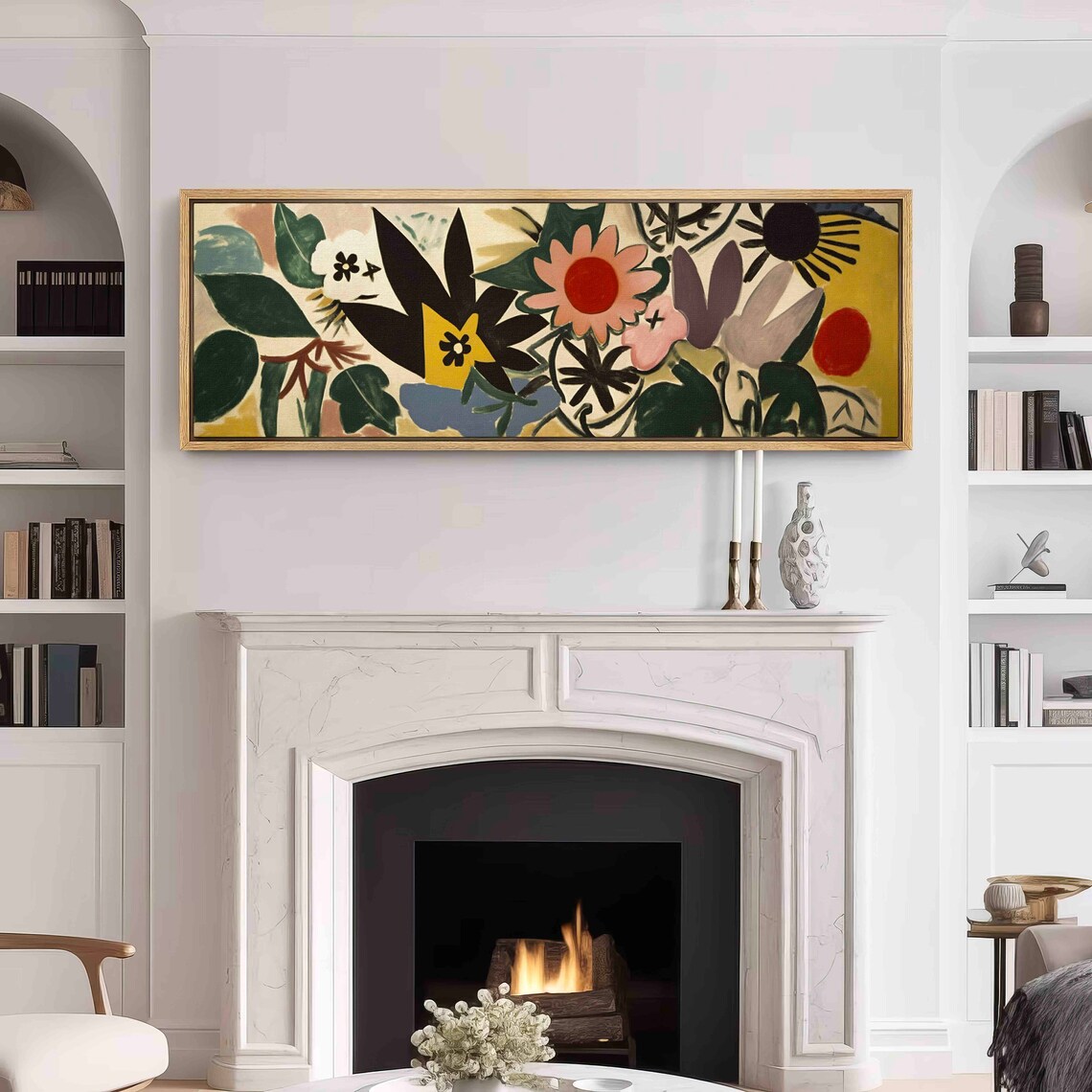 Panoramic Floral Art Print, Mid-Century Minimalist - Image 3