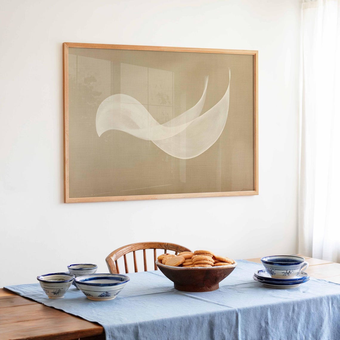 Neutral Beige Line Art Abstract Bird Modern Elegant Decor Poster - Image 4