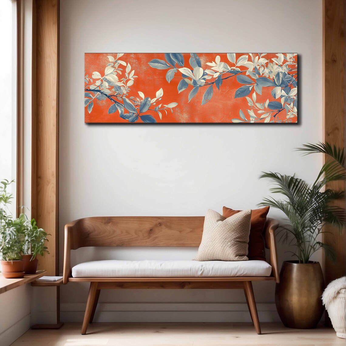 Burnt Orange Botanical Foliage Branches Vintage Floral Wall Art Print - Image 4