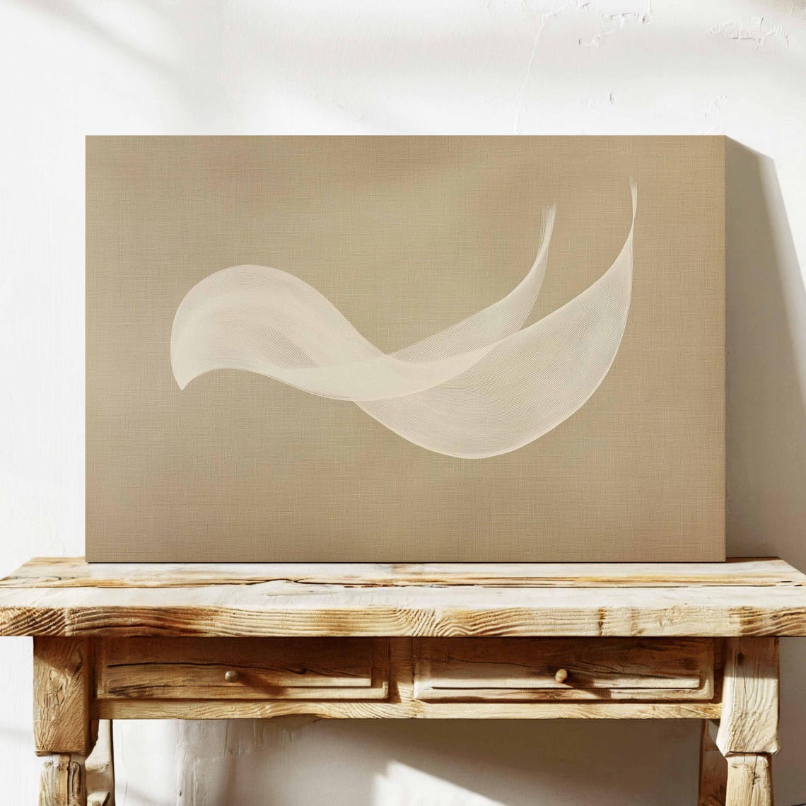 Neutral Beige Line Art Abstract Bird Modern Elegant Decor Poster - Image 2