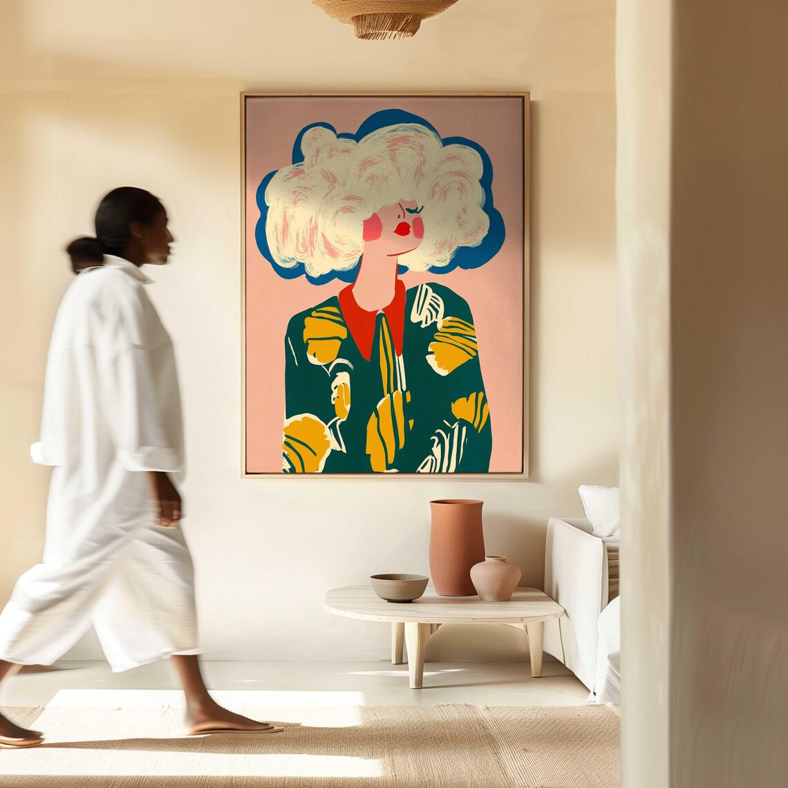 Woman With Cloud Like Blonde Hair Pop Art Portrait Colorful Wall Art - Image 4