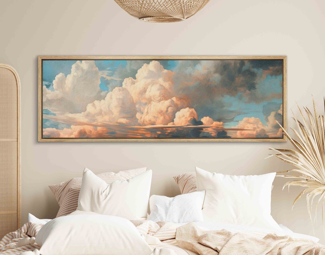 Vintage Moody Clouds Minimalist Art Print, Horizontal - Image 2