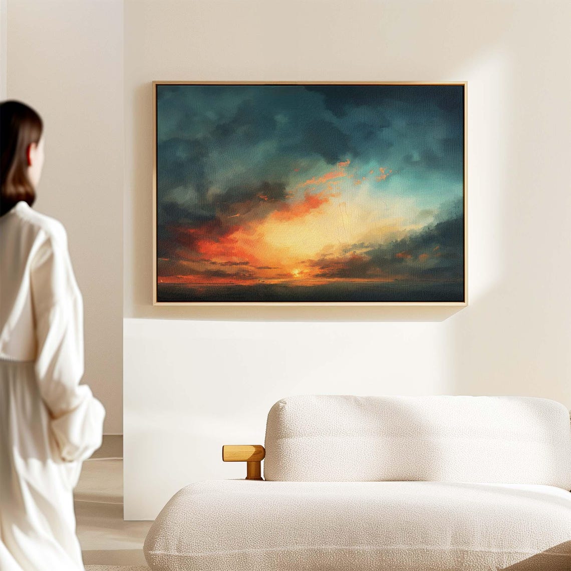 Moody Sunset Seascape Wall Art Framed Canvasposter Print Above Bedsofa Decor Modern Wall Art Horizontal Wall Art Large Wall Art Framed - Image 2