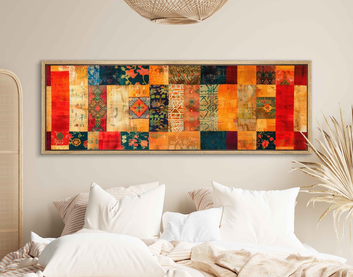 Vintage Tapestry Patchwork Boho Wall Art Print - Image 2