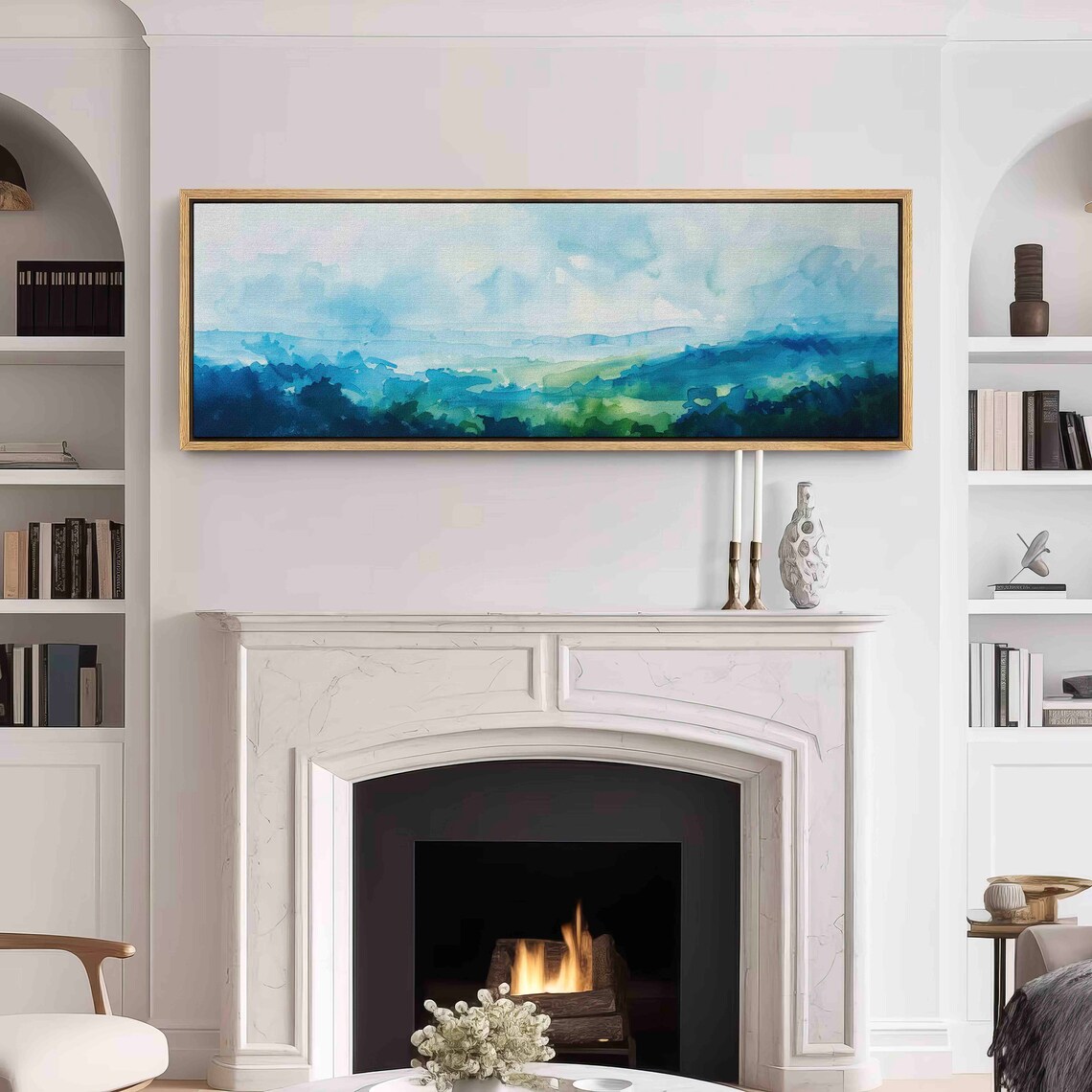 Modern Landscape Watercolor Panorama Art Print - Image 3