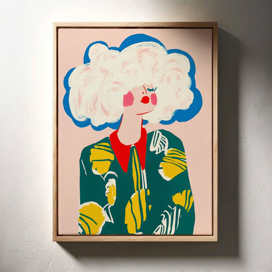 Cloud Haired Woman Modern Wall Art Framed Vertical Wall Decor Ready To Hang Wall Art Boho Wall Decor Home Decor - Image 3