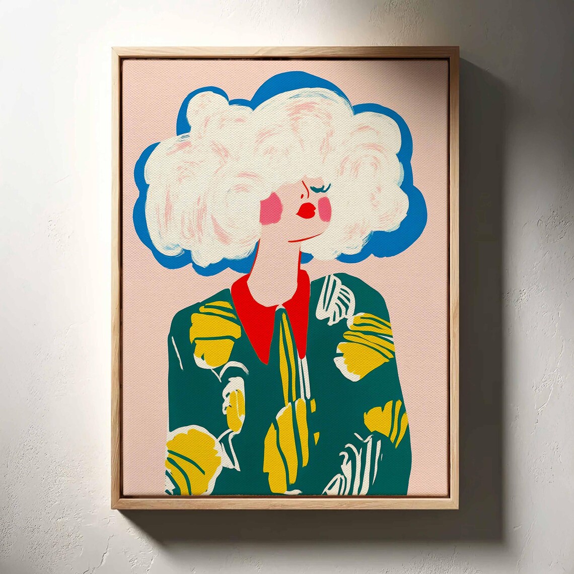 Woman With Cloud Like Blonde Hair Pop Art Portrait Colorful Wall Art - Image 3