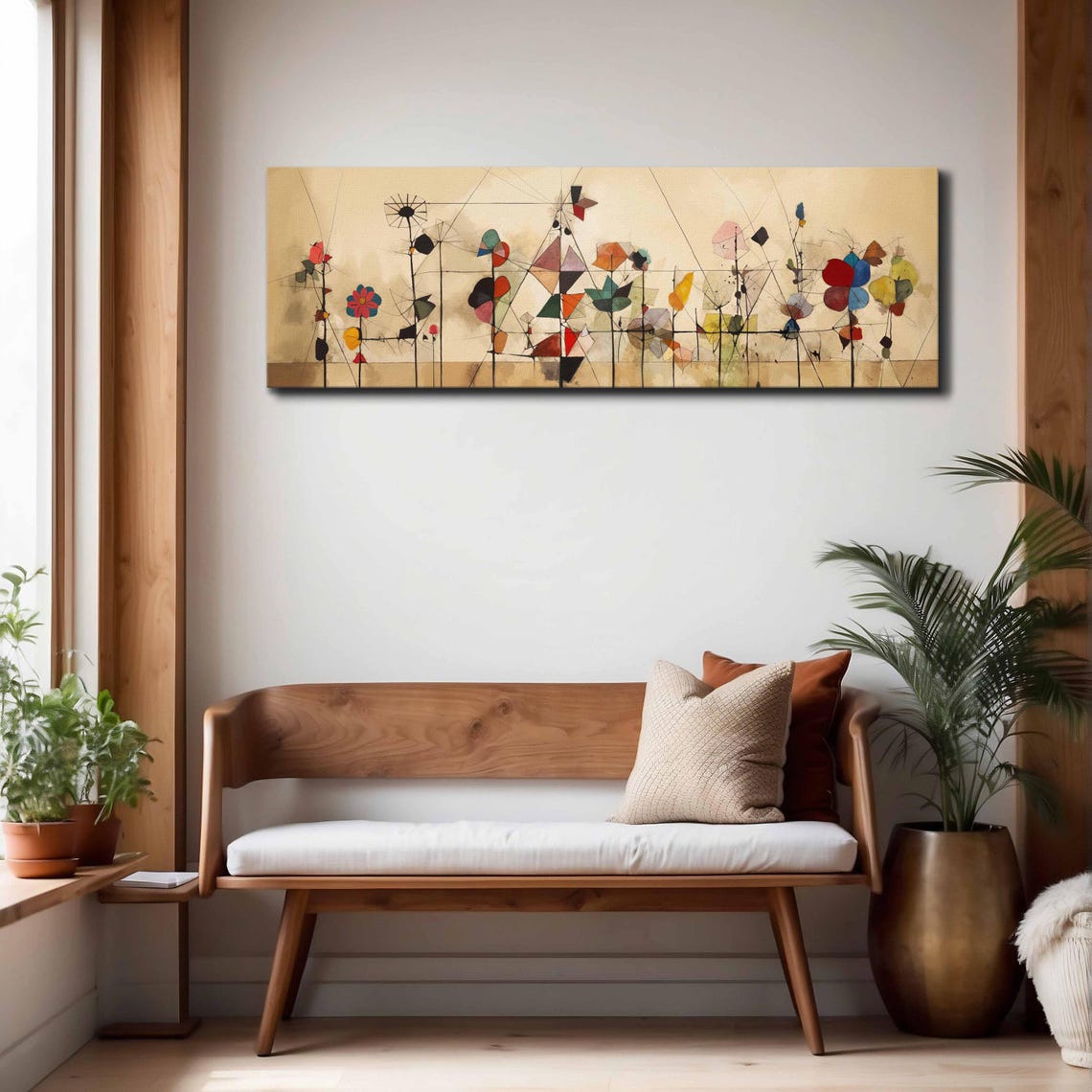 Mid Century Modern Whimsical Flower Garden Abstract Line Art Print - Image 4