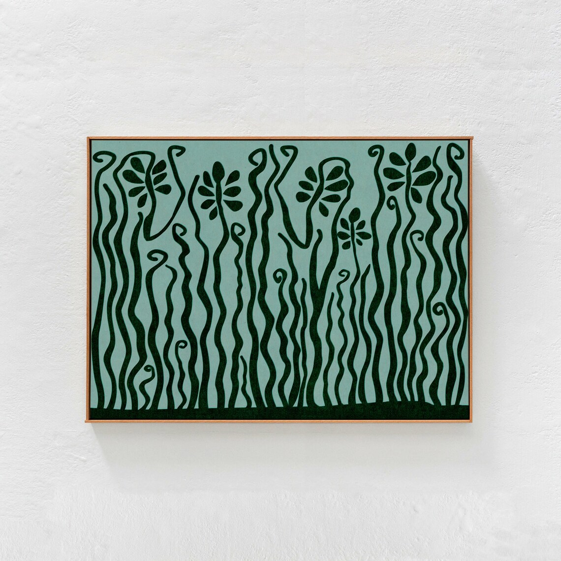 Green Boho Wall Art, Bohemian Jungle Illustration
