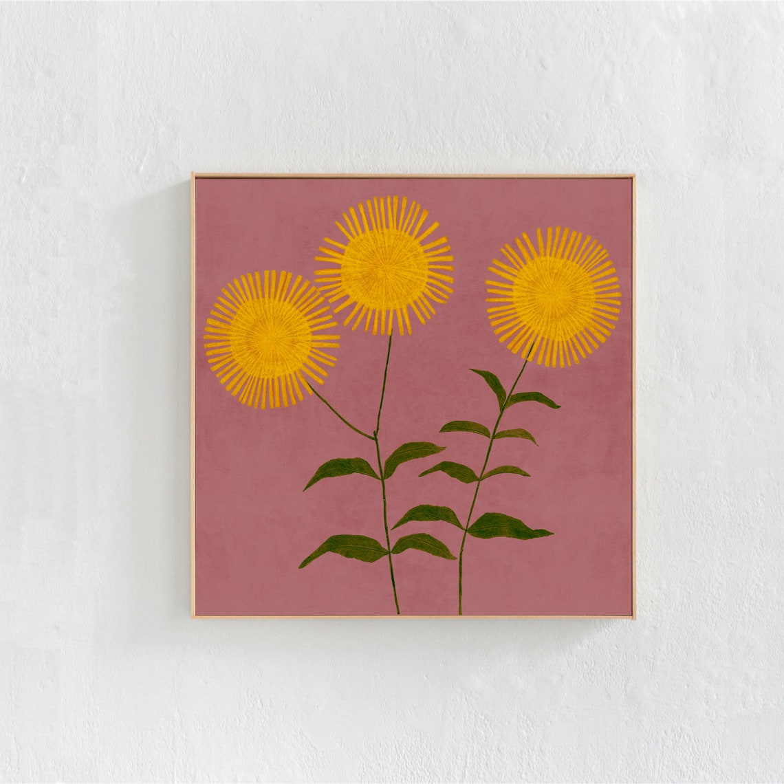 Floral Flowercore Art Print, Blush Pink and Yellow
