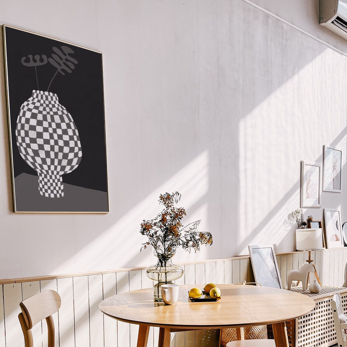 Scandi Modern Checkered Vase Illustration, Art Print - Image 2