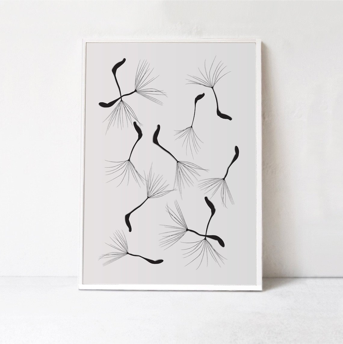 Dandelion Modern Rustic Grey Wall Poster Print
