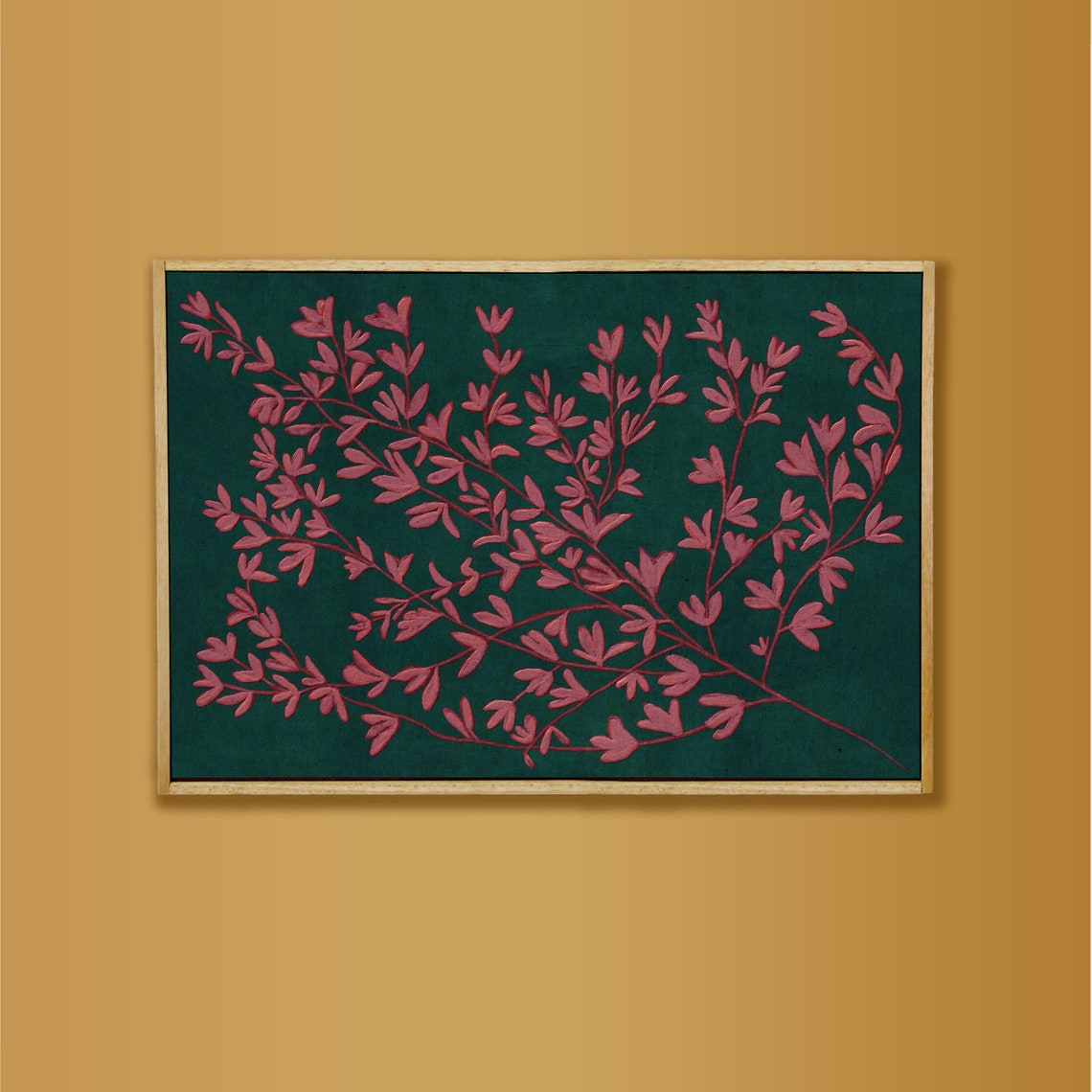Green and Pink Boho Botanical Floral Art Print - Image 2