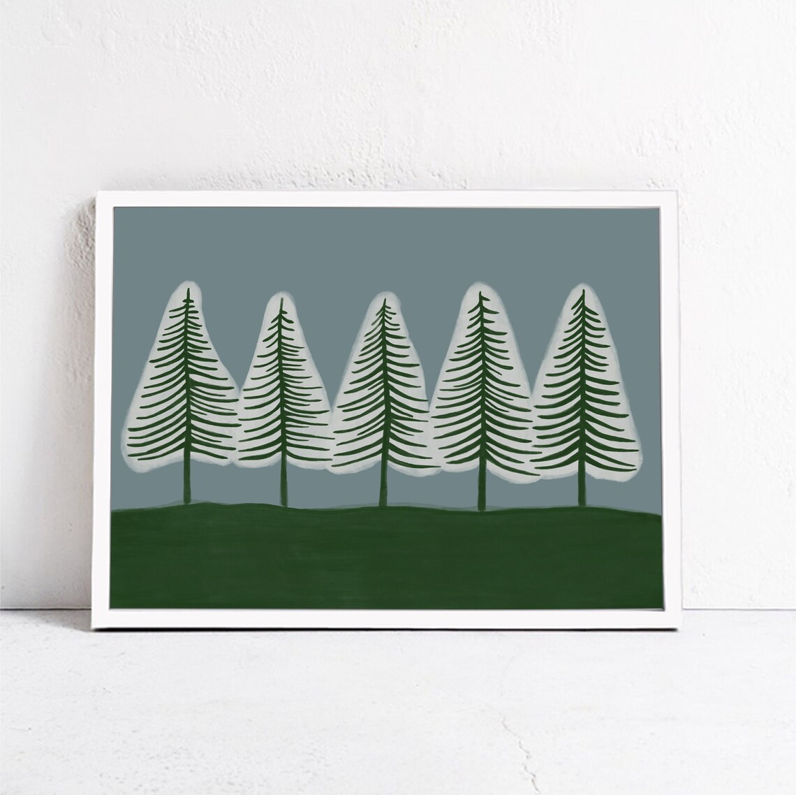 Winter Landscape Illustration, Mid-Century Modern Art Print - Image 2