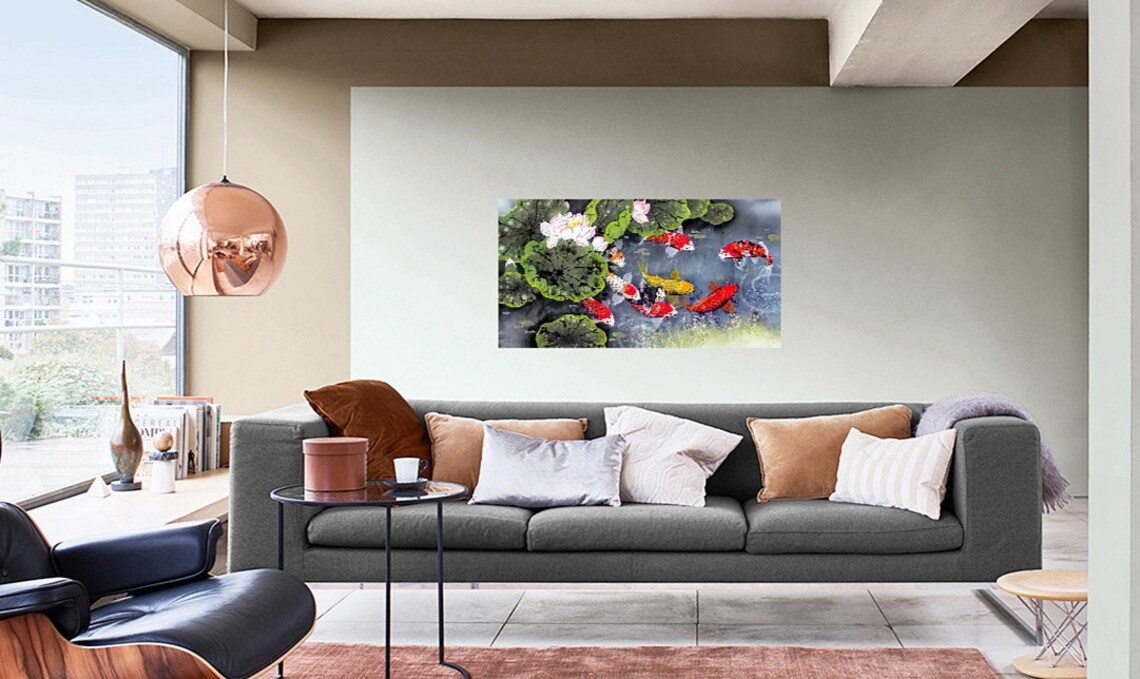 Nine Koi Fish Feng Shui Art Print - Image 2