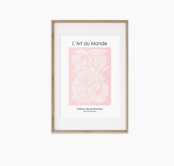 Botanical Wall Art Blush Pink Decor Botanical Illustration Floral Wall Art Exhibition Pink Botany Line Art