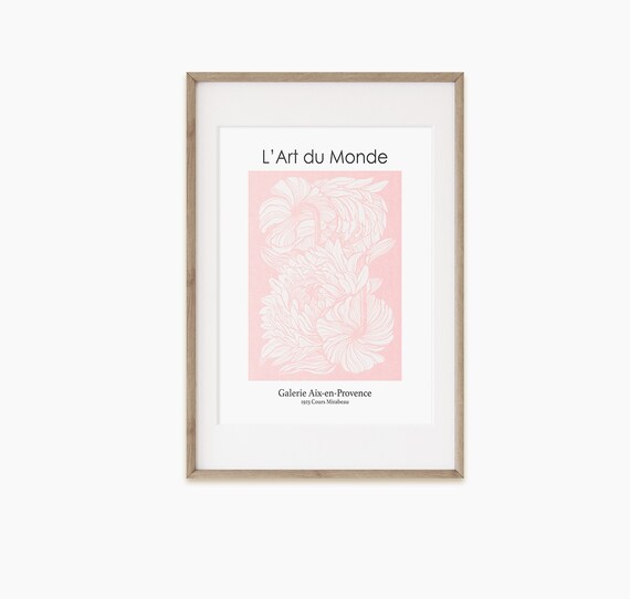 LArt du Monde Galerie Aix en Provence Pink Floral Exhibition Poster